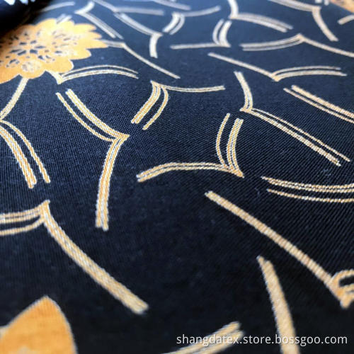 30S Black Ground Rayon Discharge Print Soft Fabric